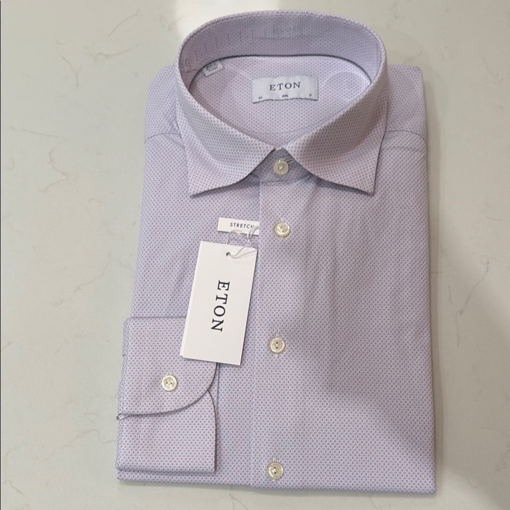 ETON Men's Purple Dress Shirt Slim Fit Size 17
